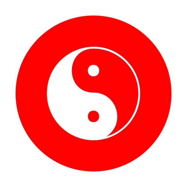 Ying Yang símbolo de armonía y equilibrio. Icono blanco en círculo rojo . — Archivo Imágenes Vectoriales