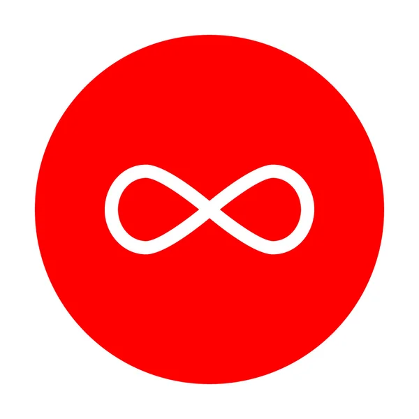 Ilustracja nieograniczone symbol. Biała ikona na czerwone kółko. — Wektor stockowy