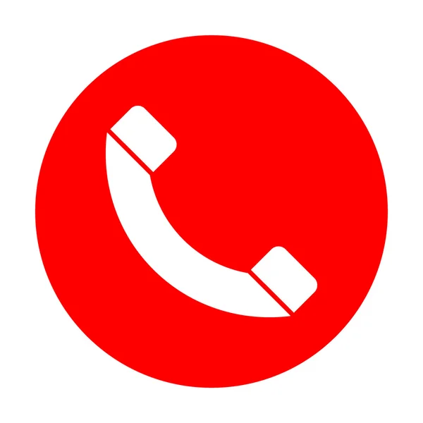 Phone sign illustration. White icon on red circle. — Stock Vector