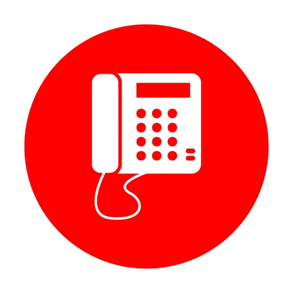 Comunicação ou sinal de telefone. Ícone branco no círculo vermelho . — Vetor de Stock