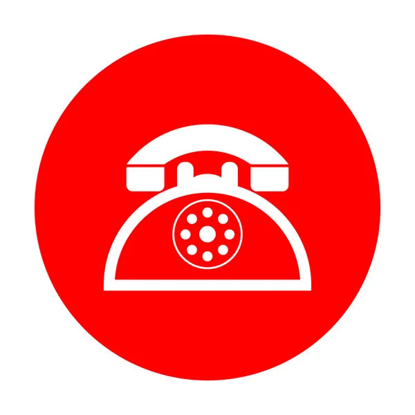 Señal de teléfono retro. Icono blanco en círculo rojo . — Vector de stock