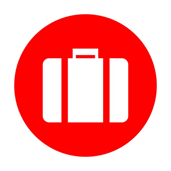 Иллюстрация знака портфеля. Белый значок на красном круге . — стоковый вектор