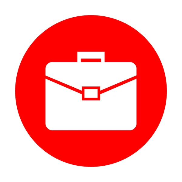 Illustration de la mallette. Icône blanche sur cercle rouge . — Image vectorielle