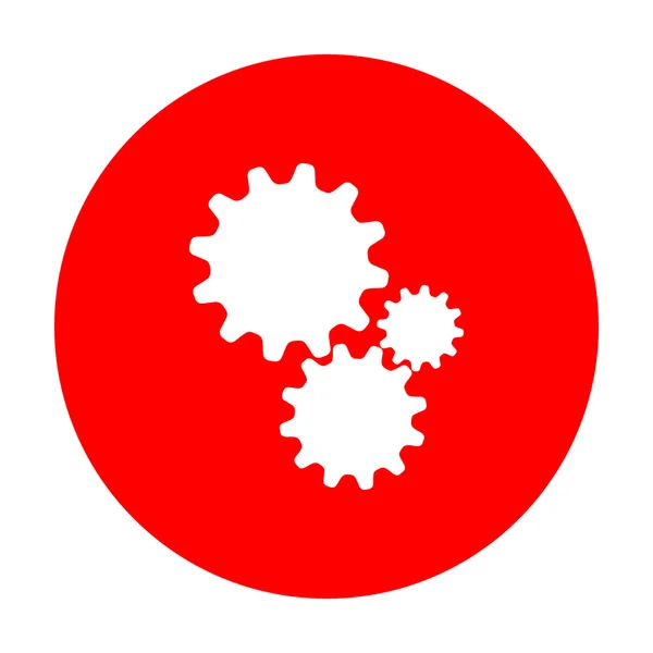 Configurações sinal ilustração. Ícone branco no círculo vermelho . — Vetor de Stock