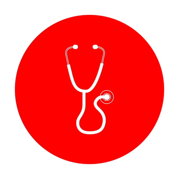Stetoskop znak ilustracja. Biała ikona na czerwone kółko. — Wektor stockowy