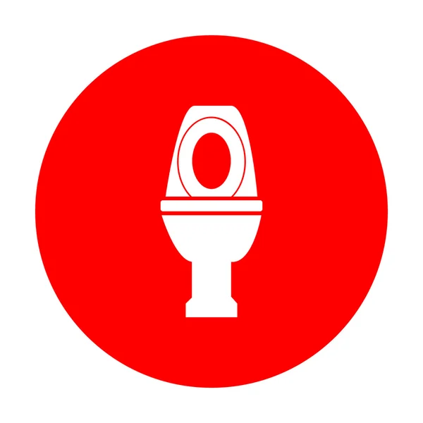 Toilet sign illustration. White icon on red circle. — Stock Vector