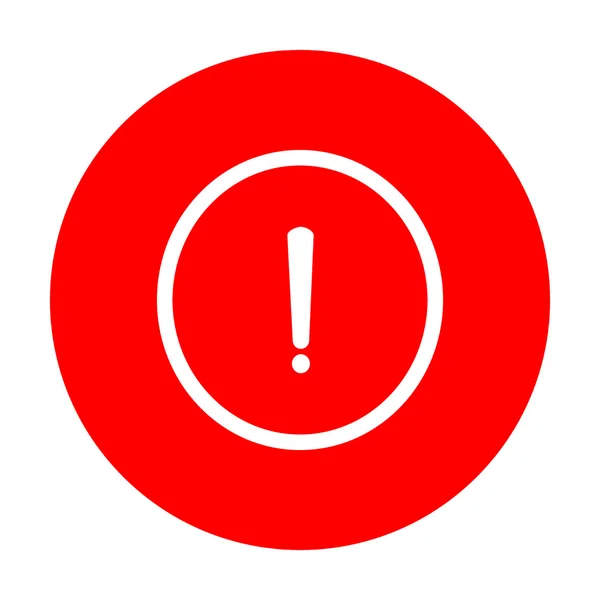 Exclamation mark sign. White icon on red circle. — Stock Vector