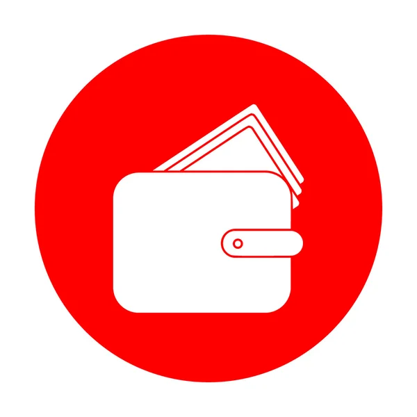Ilustração sinal carteira. Ícone branco no círculo vermelho . —  Vetores de Stock