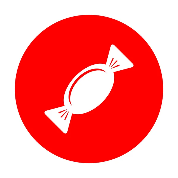Illustrazione segno caramelle. Icona bianca sul cerchio rosso . — Vettoriale Stock