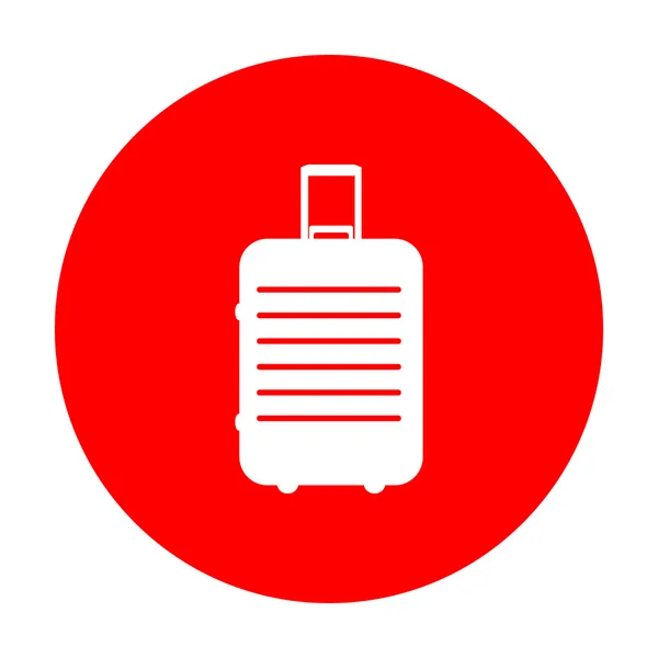 Ilustracja znak bagażu. Biała ikona na czerwone kółko. — Wektor stockowy