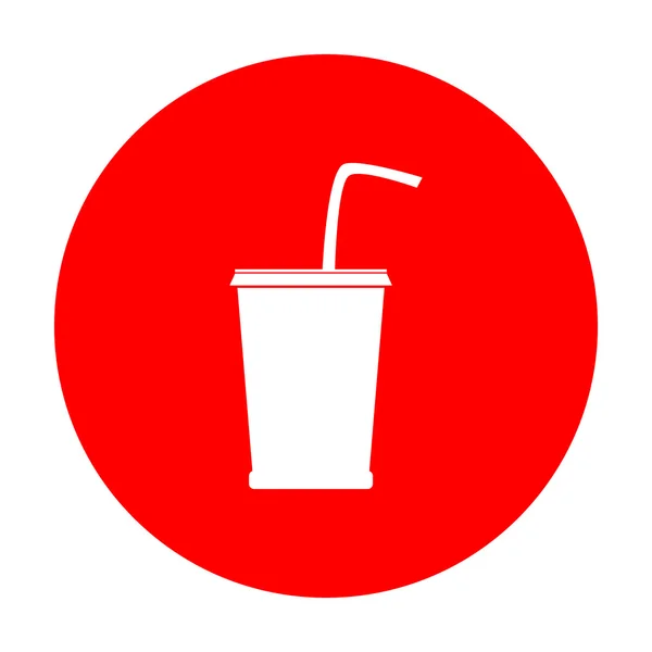 Ilustración de signo de bebida. Icono blanco en círculo rojo . — Archivo Imágenes Vectoriales
