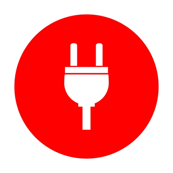 Socket sign illustration. White icon on red circle. — Stock Vector