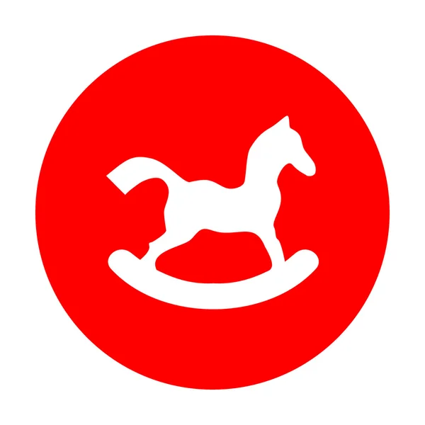 Señal de juguete de caballo. Icono blanco en círculo rojo . — Vector de stock