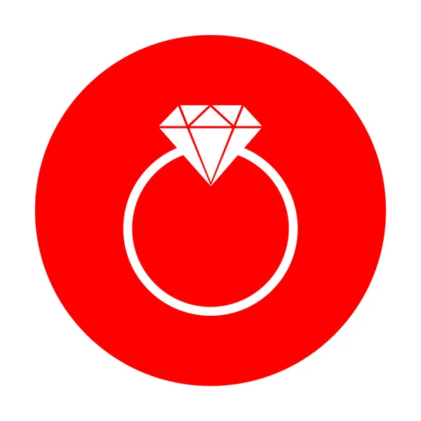 Διαμάντι εικόνα σημάδι. Λευκό εικονίδιο στον κόκκινο κύκλο. — Διανυσματικό Αρχείο
