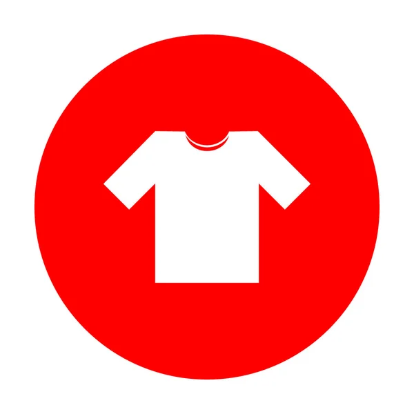 T-셔츠 기호 그림입니다. 빨간색 동그라미에 흰색 아이콘. — 스톡 벡터