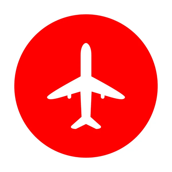 Flygplan tecken illustration. Vit ikon på röd cirkel. — Stock vektor