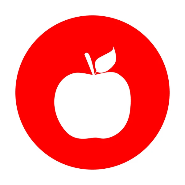 Illustration de panneau Apple. Icône blanche sur cercle rouge . — Image vectorielle