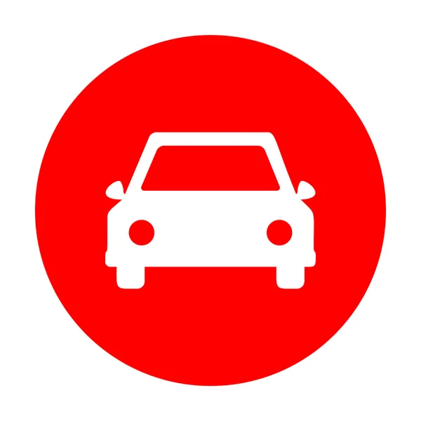 Car sign illustration. White icon on red circle. — Stock Vector