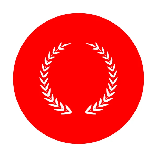 Знак Лорел Венок. Белый значок на красном круге . — стоковый вектор