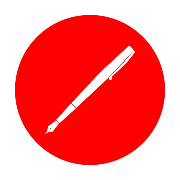 Pen teken illustratie. Wit pictogram op de rode cirkel. — Stockvector