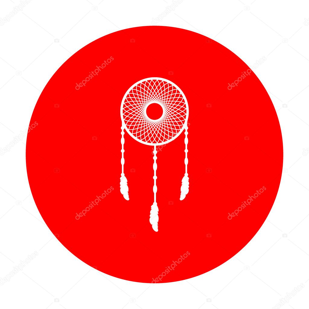 Dream catcher sign. White icon on red circle.