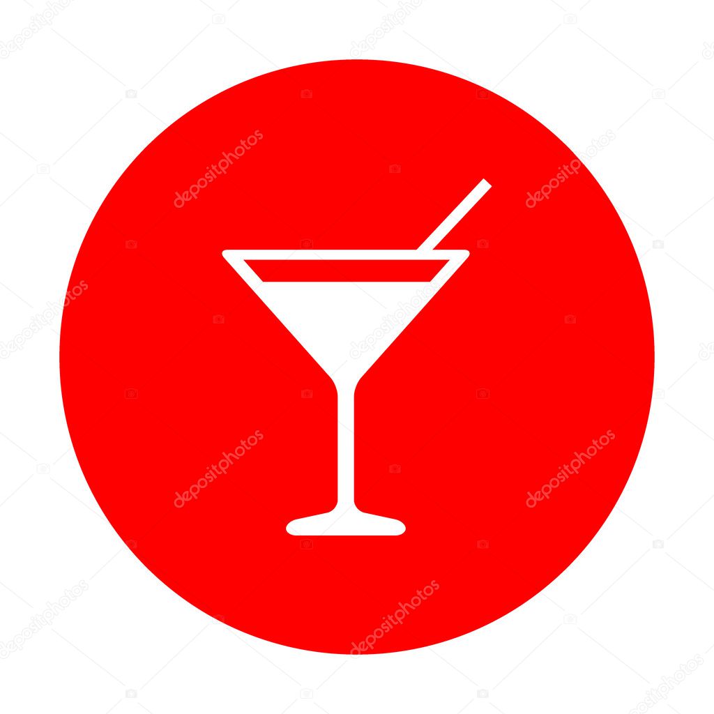 Cocktail Sign Illustration White Icon On Red Circle Vector Image By C Asmati1702 Gmail Com Vector Stock