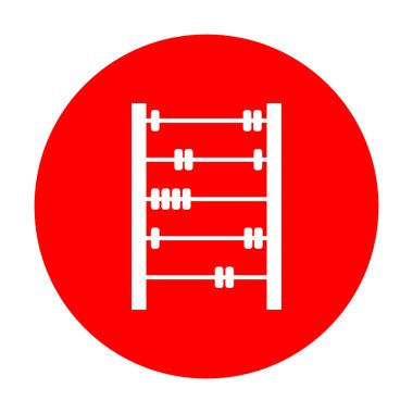 Retro abacus işareti. Beyaz simgesi üzerinde kırmızı daire.