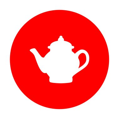 Çay makinesi işareti. Beyaz simgesi üzerinde kırmızı daire.