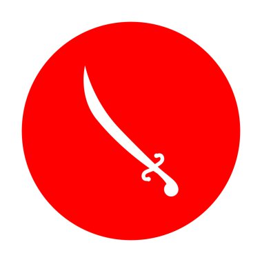 Kılıç işareti illüstrasyon. Beyaz simgesi üzerinde kırmızı daire.