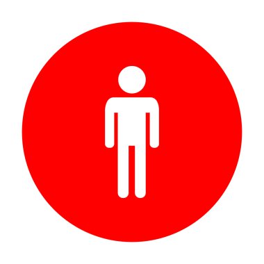 Adam işareti illüstrasyon. Beyaz simgesi üzerinde kırmızı daire.