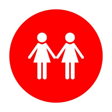 Lezbiyen aile işareti. Beyaz simgesi üzerinde kırmızı daire.