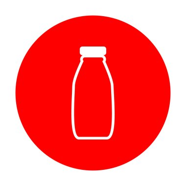 Süt şişesi işareti. Beyaz simgesi üzerinde kırmızı daire.