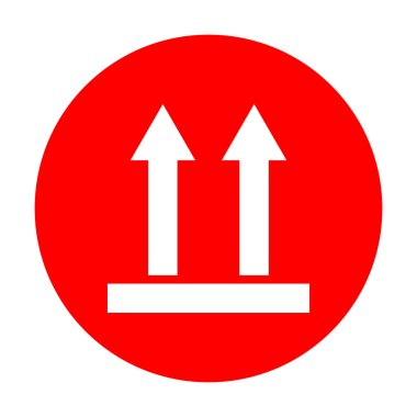 Oklar lojistik iz. Beyaz simgesi üzerinde kırmızı daire.