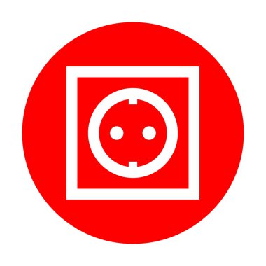 Elektrik soketi işareti. Beyaz simgesi üzerinde kırmızı daire.