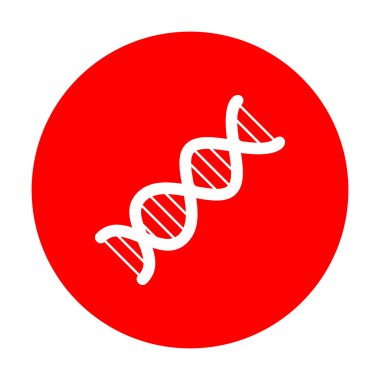 Dna işareti. Beyaz simgesi üzerinde kırmızı daire.
