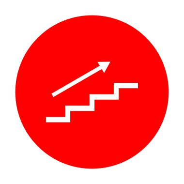 Merdiven ok ile. Beyaz simgesi üzerinde kırmızı daire.