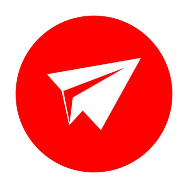 Kağıt Uçak işareti. Beyaz simgesi üzerinde kırmızı daire.