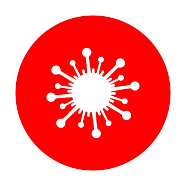 Virüs işareti illüstrasyon. Beyaz simgesi üzerinde kırmızı daire.