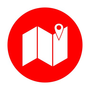 Harita üzerinde toplu iğne. Beyaz simgesi üzerinde kırmızı daire.