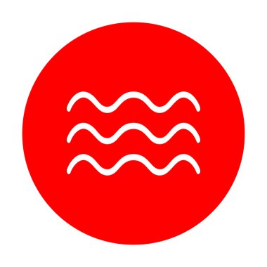 Dalgalar illüstrasyon işareti. Beyaz simgesi üzerinde kırmızı daire.