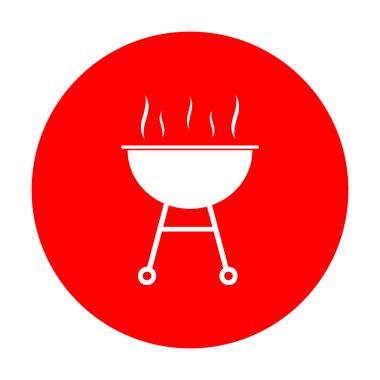 Barbekü basit kayıt. Beyaz simgesi üzerinde kırmızı daire.