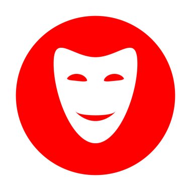 Komedi Tiyatro maskeleri. Beyaz simgesi üzerinde kırmızı daire.