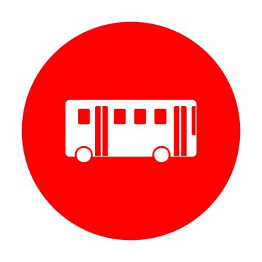Otobüs basit kayıt. Beyaz simgesi üzerinde kırmızı daire.