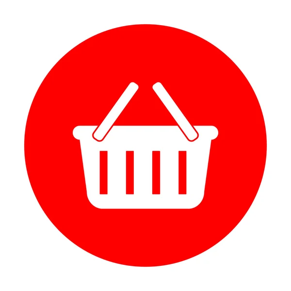 Cartel de cesta de compra. Icono blanco en círculo rojo . — Archivo Imágenes Vectoriales