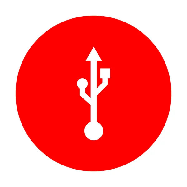 Иллюстрация знака. Белый значок на красном круге . — стоковый вектор