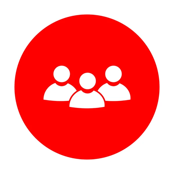 Firma de trabajo en equipo. Icono blanco en círculo rojo . — Vector de stock