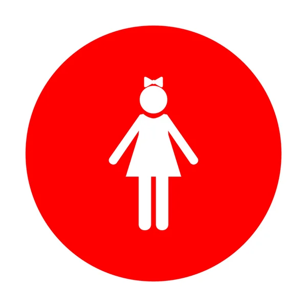 Menina sinal ilustração. Ícone branco no círculo vermelho . — Vetor de Stock
