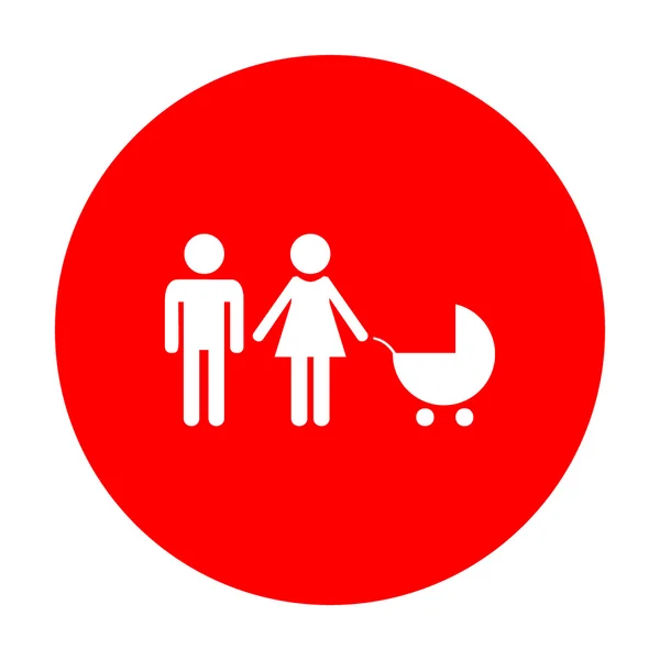 Illustration du signe familial. Icône blanche sur cercle rouge . — Image vectorielle