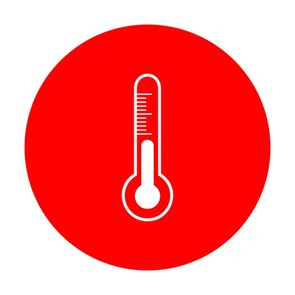 Meteo 진단 기술 온도계 기호입니다. 빨간색 동그라미에 흰색 아이콘. — 스톡 벡터