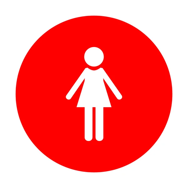 Woman sign illustration. White icon on red circle. — Stock Vector